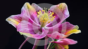 Pink flower with vivid yellow stamen