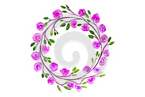 Pink Flower watercolor wreath for beautiful design