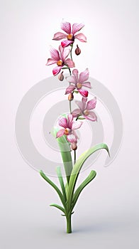 Pink flower, which is part of an arrangement. It stands out from rest of flowers in vase due to its unique color and