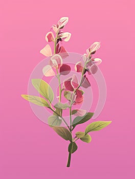 Pink flower, which is placed on top of purple background. This contrasting color combination creates an eye-catching