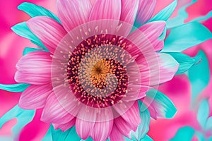 a pink flower with a yellow center and a pink center photo