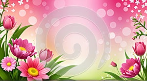 Pink flowers on background. Card for Mothers day, 8 March, Happy Easter. perfect for spring celebrations and romantic gestures