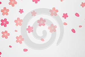 Pink flowers background texture white wall design