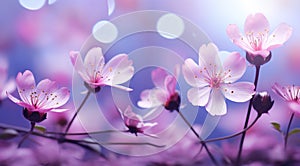 pink flowers on a bright purple background, spectacular backdrops photo