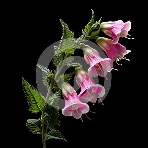 Pink Flowers With Green Leaves: A Stunning Floral Artwork