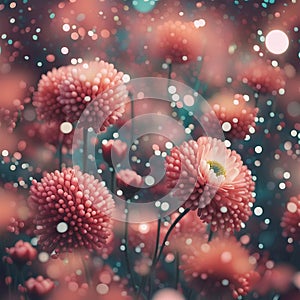 Pink flowers on a grey, bluer background