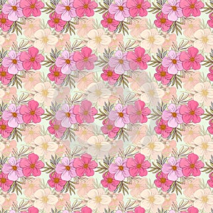 pink flowers seamless texture .Modern Flowers background. Floral Seamless pattern. Pastel colors palette.EPS 10