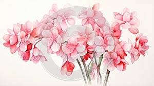 Delicate Realism: Pink Flowers In Vase Watercolour Illustration photo