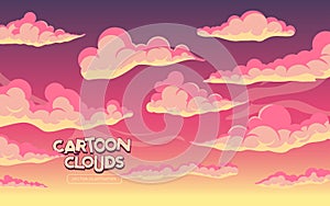 Pink Fluffy Cartoon Evening Sunset Clouds