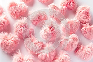 Pink fluffy hearts on a white background