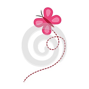 Pink flying butterfly cute insect cartoon