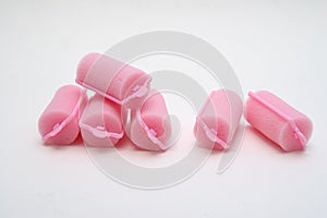 Pink foam hair curlers