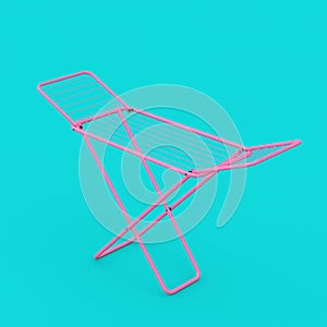 Pink Folding Metal Clothes Drying Rack. 3d Rendering