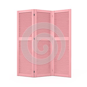 Pink Folding Wooden Dress Screen. 3d Rendering