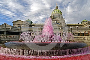 Pink Fountain for Cancer Awareness at Harrisburg