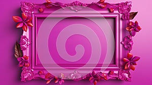 Romantic Pink Frame: 3d Aerial Virtual Rendering With Colorful Woodcarving Style