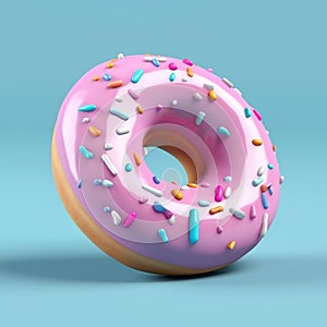 Pink Frosted Donut with Colorful Sprinkles