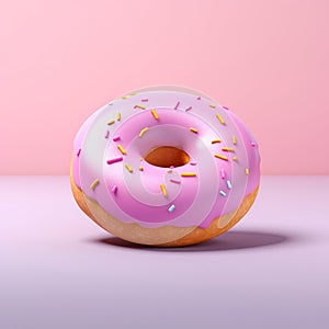 Pink Frosted Donut with Colorful Sprinkles