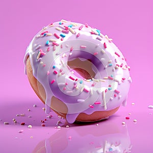 Pink Frosted Donut with Colorful Sprinkles