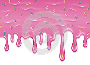 Pink frosting with color sprinkles. Sweet dripping border