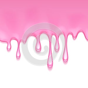 Pink frosting dripping background. Liquid flow.