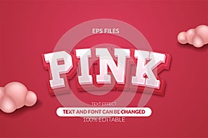 Pink fun vibrant love editable text effect. eps vector file