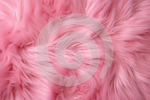 Pink fur as a background, texture. Close-up image, Pink fur background. Surface wool texture, AI Generated