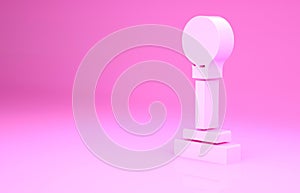 Pink Gear shifter icon isolated on pink background. Manual transmission icon. Minimalism concept. 3d illustration 3D