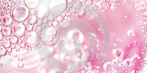 Pink gel texture. Cosmetic clear liquid cream smudge. Transparent skin care product sample closeup.
