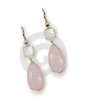 Pink gemstone quartz earrings