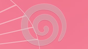 Pink geometric background with stripes in a semicircle in the left part of the photo, panorama