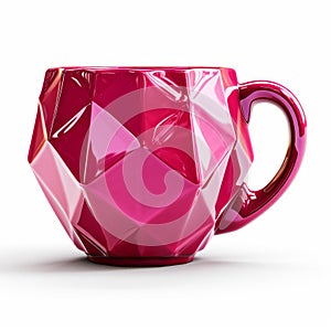 Pink Geometric Design Cup - Octane Render Style - Cubist Faceting