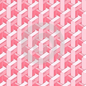 Pink Geometric Interlocking Blocks: A Soft, Modern Abstract Pattern