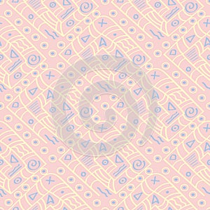 Pink geometric seamless background. Multi colored pattern