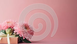 Pink gerbera daisies in vase, perfect gift generative AI