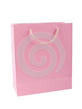 Pink gift bag iolated on white