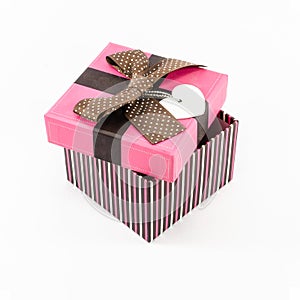 Pink gift box opened