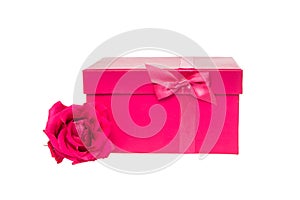 Pink gift box and a pink rose
