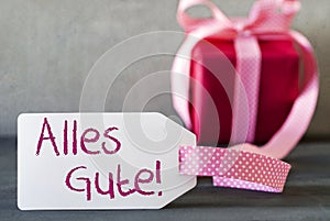 Pink Gift, Label, Alles Gute Means Best Wishes