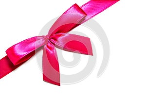 Pink gift ribbon bow. Pink red satin ribbon with knotted bow gift ribbon wrap for Christmas present