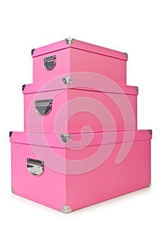 Pink giftboxes on white