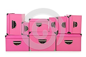 Pink giftboxes on white