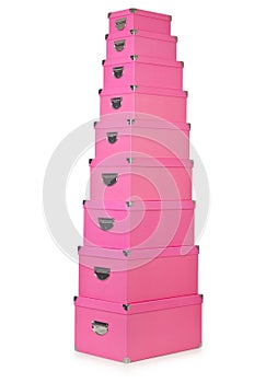 Pink giftboxes on white