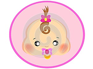 Pink girl baby icon with a cartoon type circle