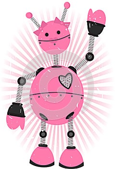 Pink Girl Robot with grunge