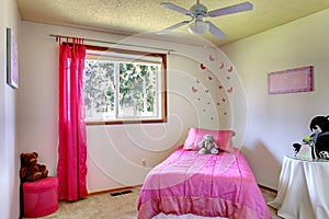 Pink girl room interior