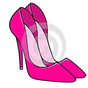 Pink glamor woman new stylish shoes illustration