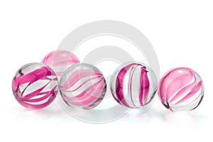 Pink, glass marbles
