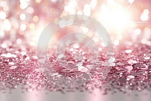 Pink glitter abstract background with bokeh defocused lights and stars