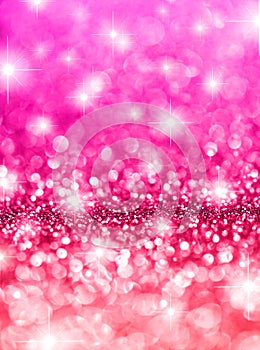 Pink Glitter Bokeh Stars Background